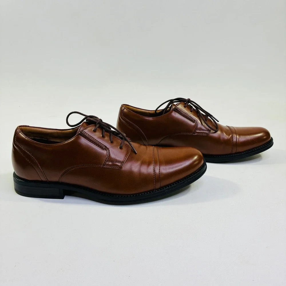 Dockers Mens Tan Brown Cap Toe Lace Up Dress Shoes Oxfords 90-36452 Size 12M